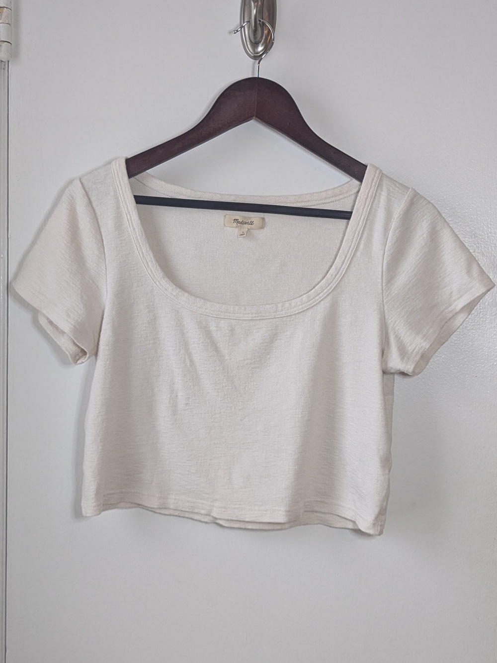 Madewell Cream Scoop-Neck Cropped Tee